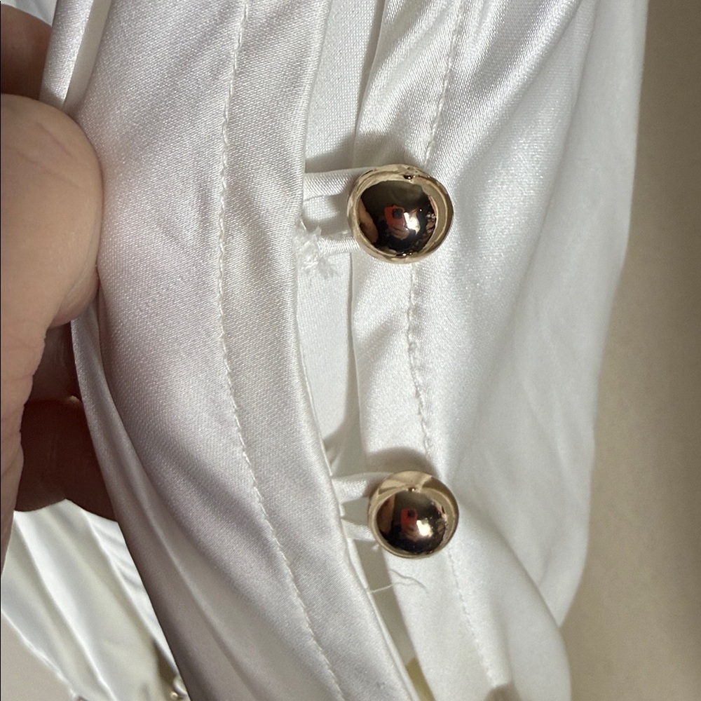 NWT Zhivago Baby Jane Jumpsuit Long Sleeve White Gold Tone Button - Picture 8 of 15